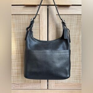 COACH Vintage Legacy Hobo Black Leather Nickel Shoulder Bag Handbag Purse 9058
